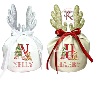 Initial Teddy Antler Treat Bag