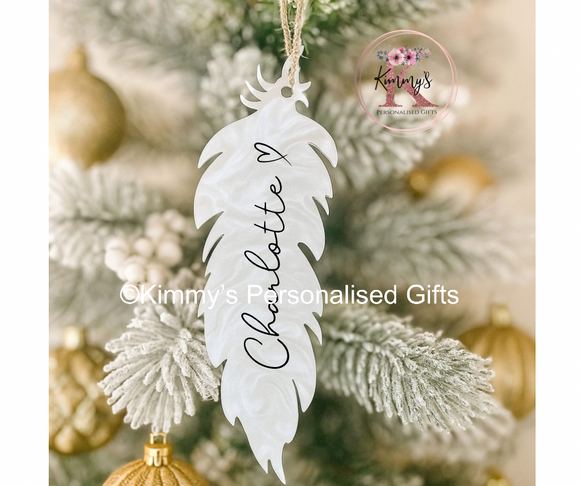 Pearl Swirl Feather Bauble