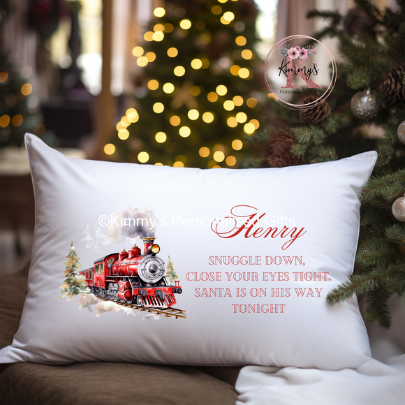 Red Train Christmas Eve Pillowcase