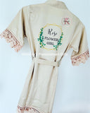 Childrens Champagne Matte Satin Lace Robes