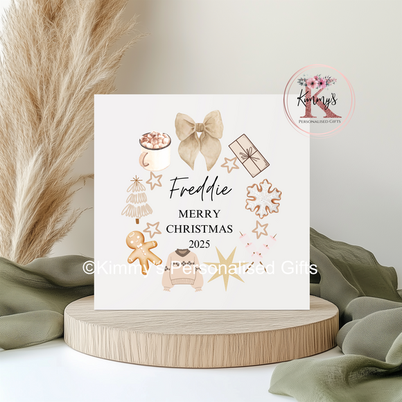 Beige Christmas Card