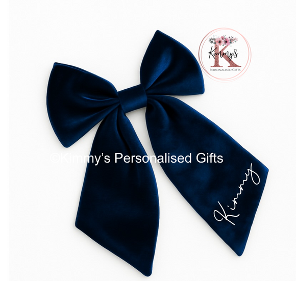 Navy Personalised Christmas Bow