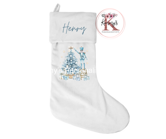 Christmas Blue Christmas Tree Personalised Stocking