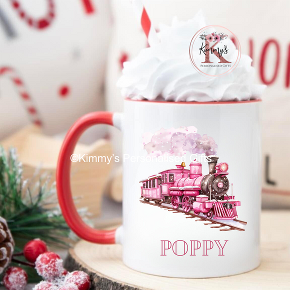 Pink Train Christmas Mug