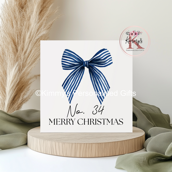 Navy Bow Christmas Card