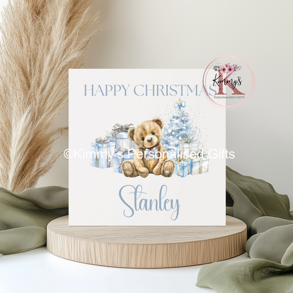 Blue Teddy Christmas Card