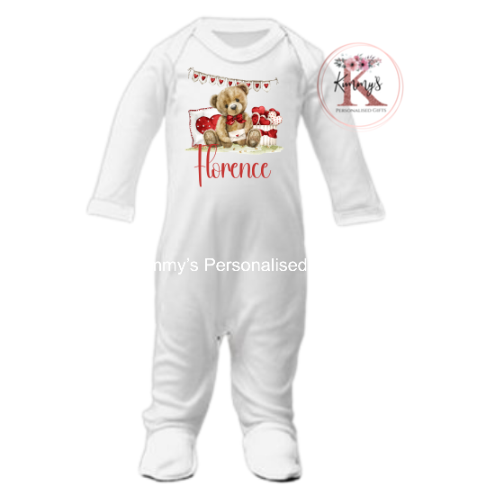 Valentines Teddy Bear Sleepsuit