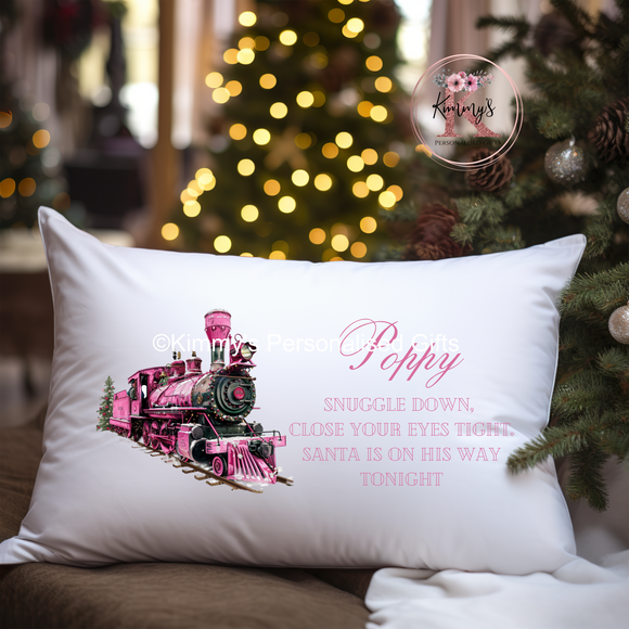 Pink Train Christmas Eve Pillowcase