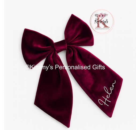 Burgundy Personalised Christmas Bow