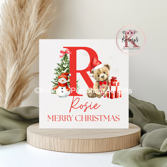 Red Initial Christmas Card