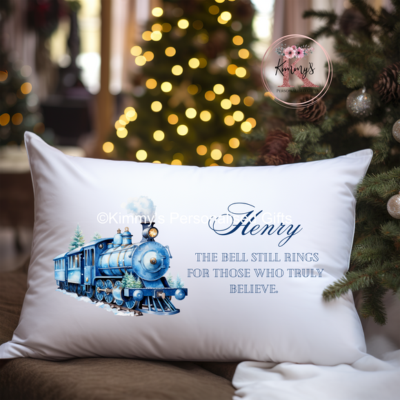 Blue Train Christmas Eve Pillowcase