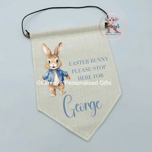 Blue Easter Bunny please stop here sign