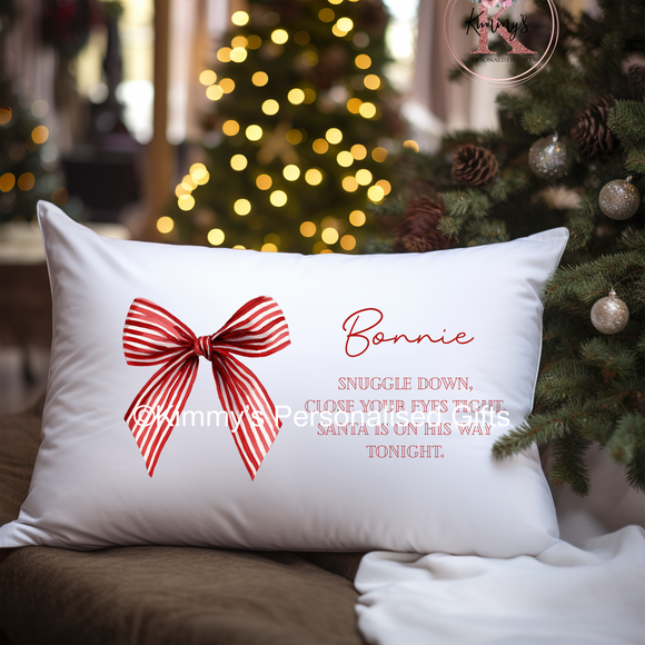 Red Bow Christmas Eve Pillowcase