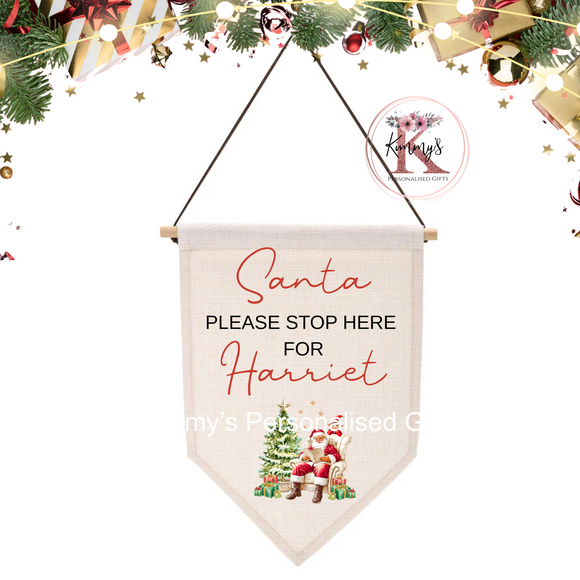 Santa Stop Here Flag (Chair Design)