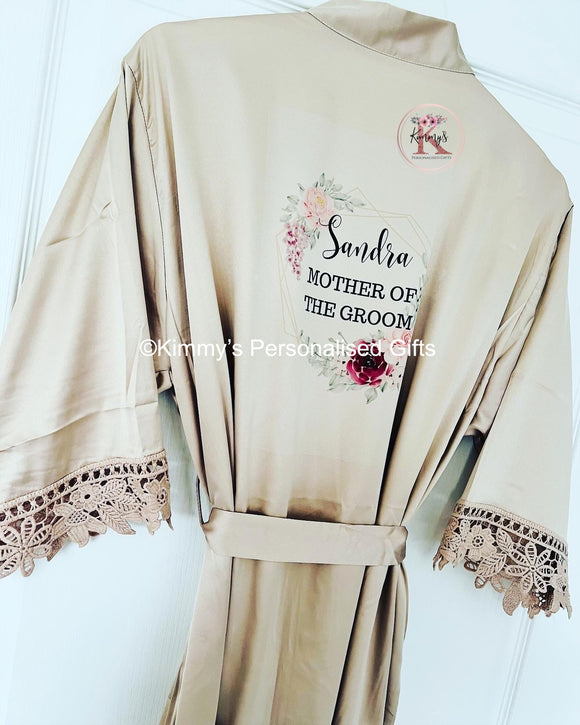 Oyster Matte Satin Lace Robe