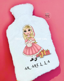 Pink Winter Girl Hot Water Bottle