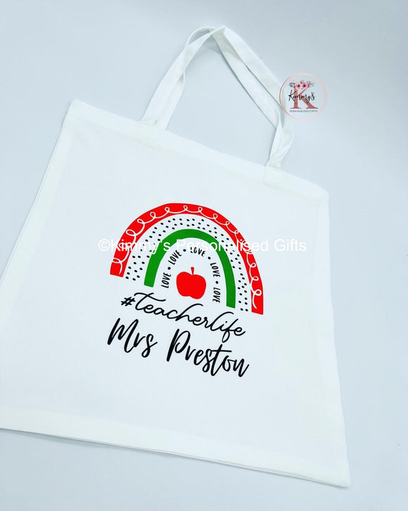 Rainbow Teacher Tote Bag