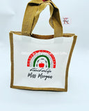 Rainbow Teacher Jute Tote Bag