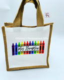 Pencil Teacher Jute Tote Bag