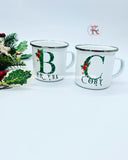 Green Christmas Letter Enamel Mug