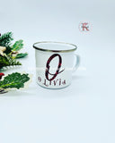 Red Glitter Letter Enamel Mug