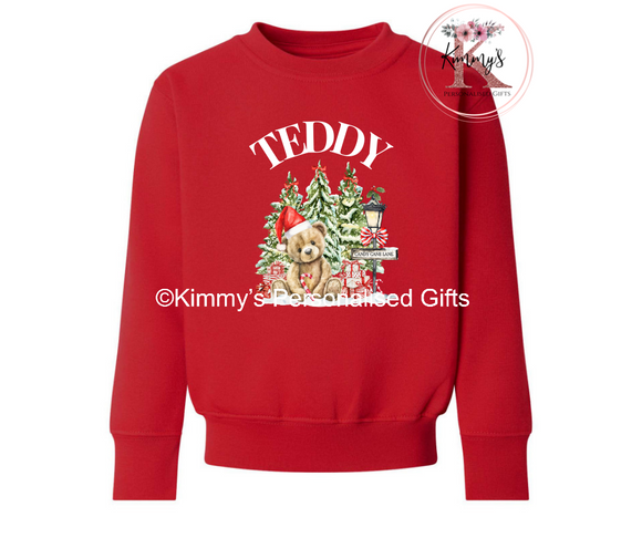 Blue/Red Christmas Teddy Jumper