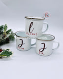 Red Glitter Letter Enamel Mug