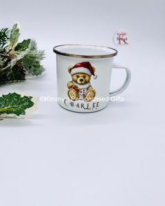 Teddy with Santa Hat Enamel Mug