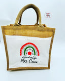 Rainbow Teacher Jute Tote Bag