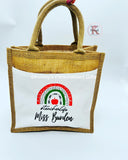 Rainbow Teacher Jute Tote Bag