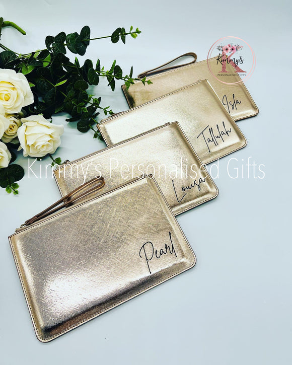Rose Gold PU Leather Clutch Bag