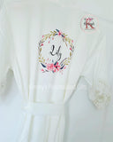 Childrens White Matte Satin Lace Robes