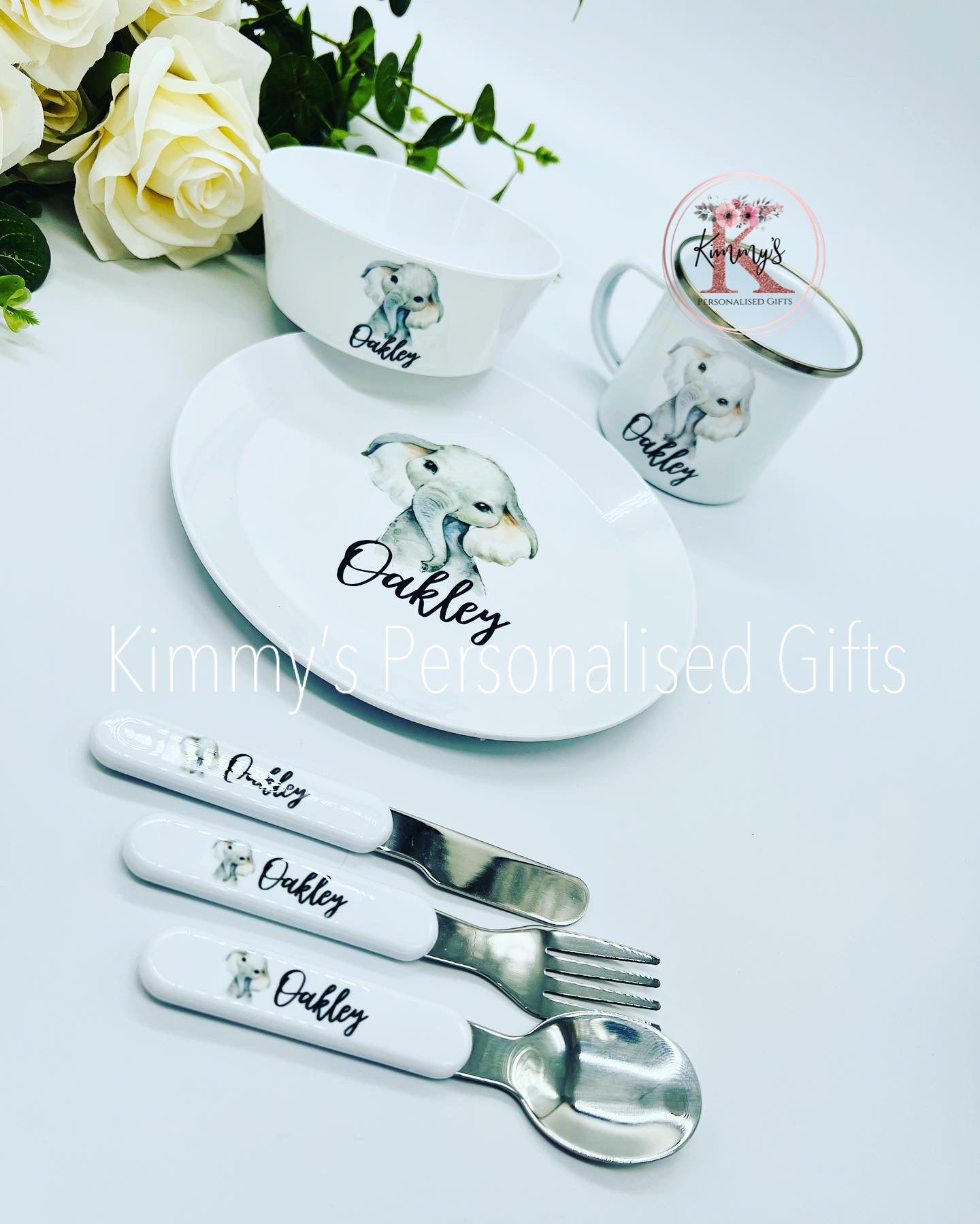 Bowl Plate Cutlery and Mug set Kimmy s Personalised Gifts