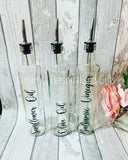 Olive Oil Bottle, Vinegar Bottle, Glass Bottle, Personalised Glass Pourer