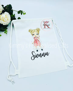 Red School Girl Drawstring Bag